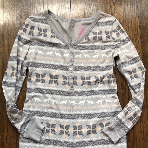 Winter Fox Snowflake Stretch Cotton Patterned Onesie Pajamas - Picture 4 of 5